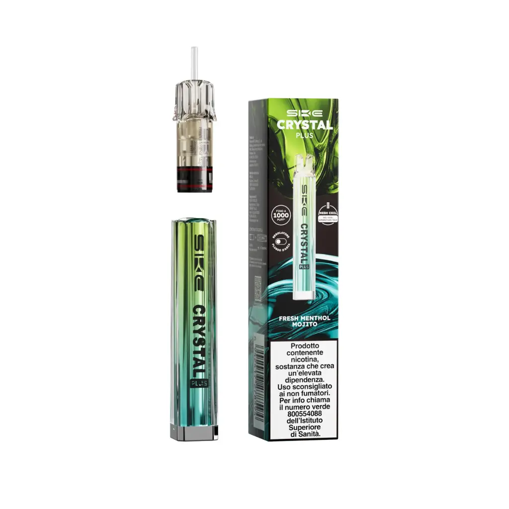 SKE Crystal Plus Kit – Mojito Menta Fresca + Aurora Blue | Dispositivo + Pod 2ml, Nicotina 20mg/ml