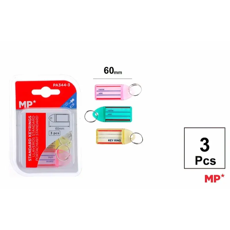 MP Portachiavi con Targhetta 50mm | 6pz, Colori Assortiti