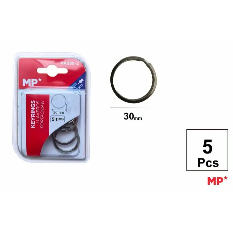 MP Anelli Piatti per Portachiavi 30mm | 5pz Cromati