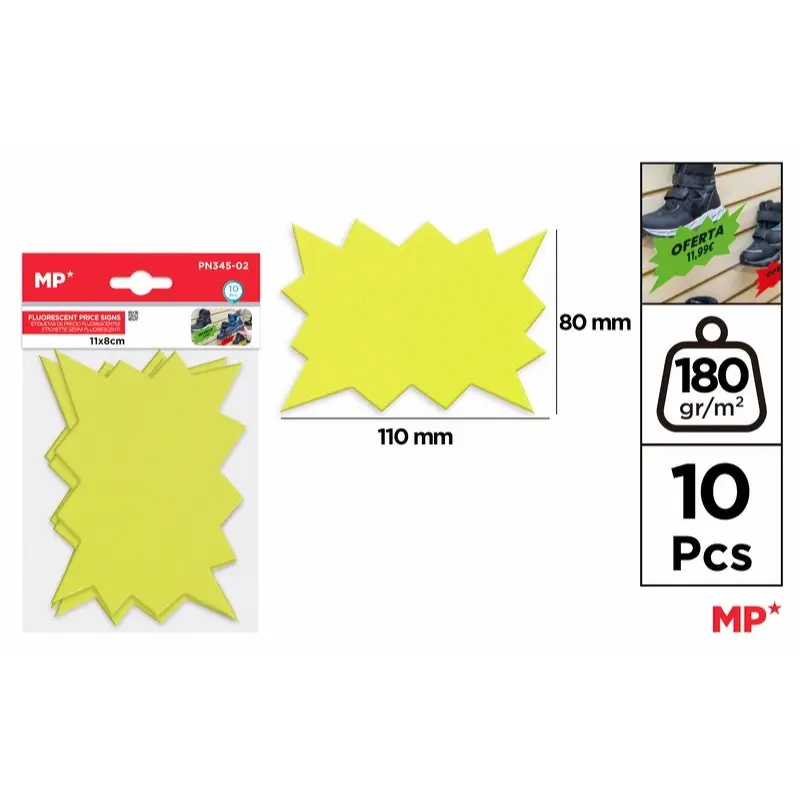 MP Etichette Prezzo 110x80mm, 10F Giallo Fluo