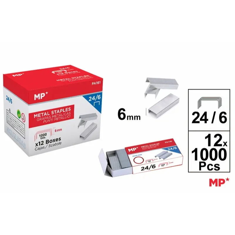 MP Puntini Metallici 24/6 1.0mm Nero | Confezione da 24/6
