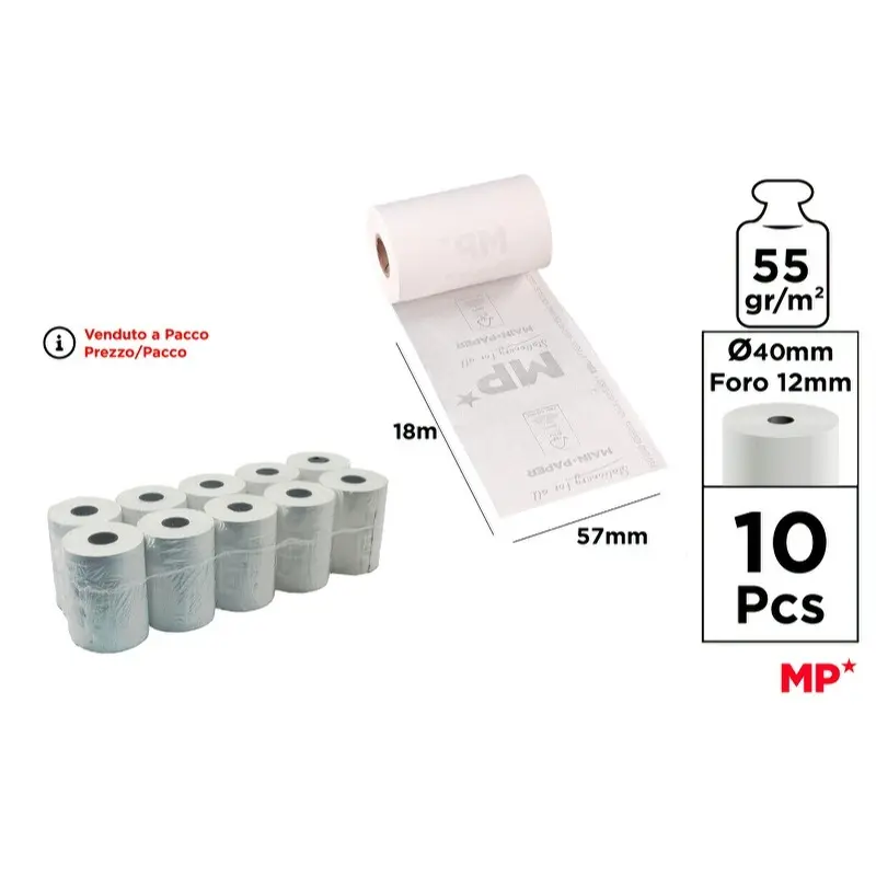 MP Rotolo Termico 57x40mm 18mt 55g, 10pz