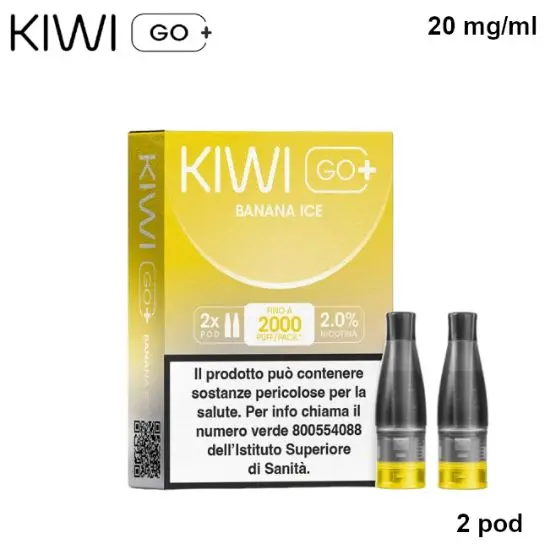 KIWI GO + POD (Banana Ice/Banana Ice) 2ml, Nicotina 20mg/ml - 2 pezzi