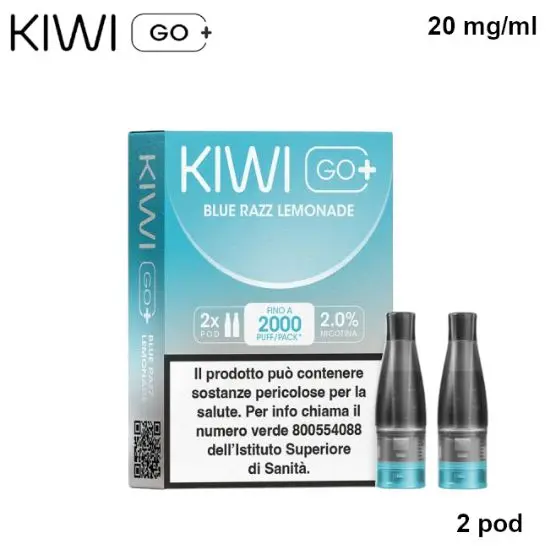 KIWI GO + POD (Limonata al Lampone Blu/Blue Razz Lemonade) 2ml, Nicotina 20mg/ml - 2 pezzi