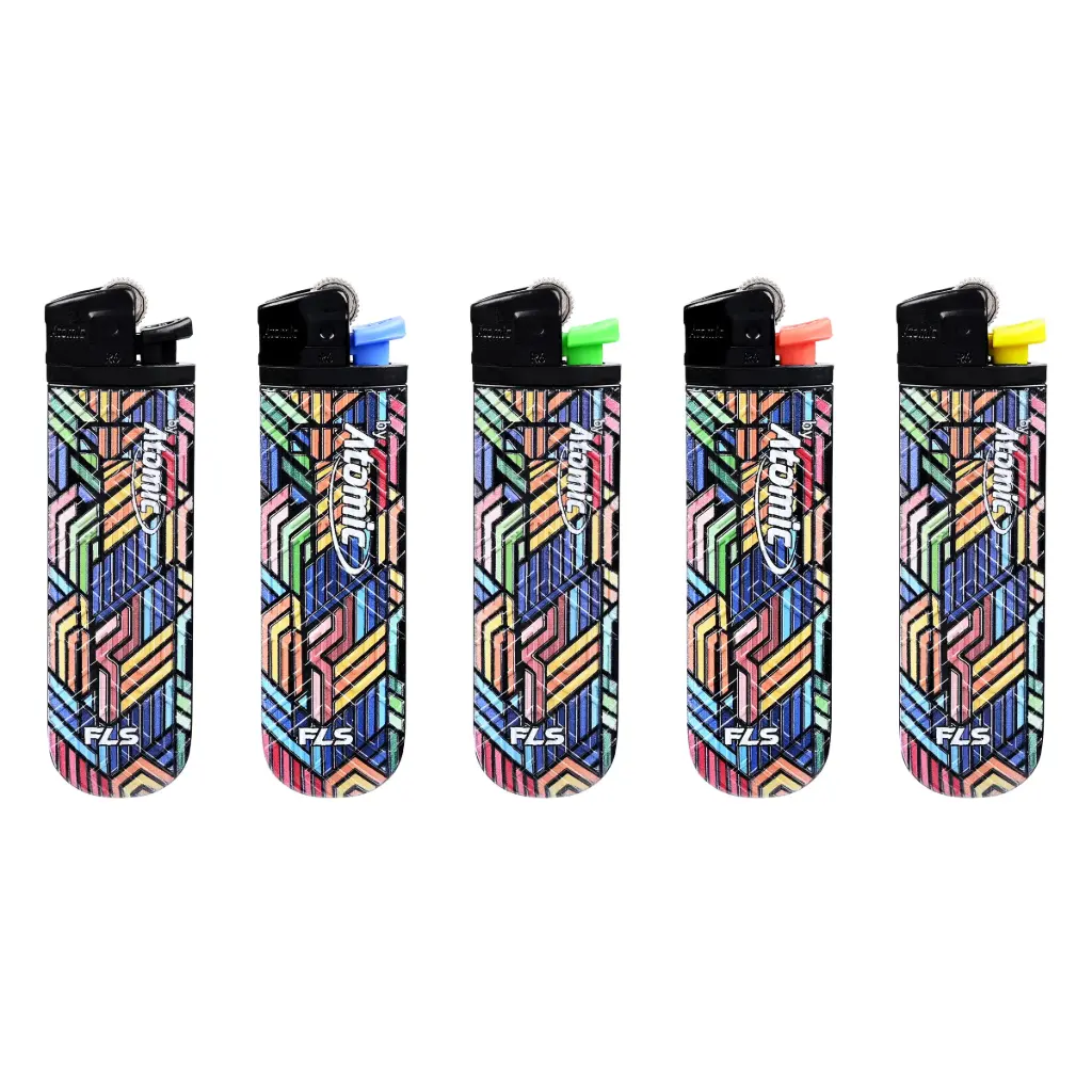 FLS by ATOMIC accendini pietrina fiamma morbida usa e getta flower wheel black & colorful